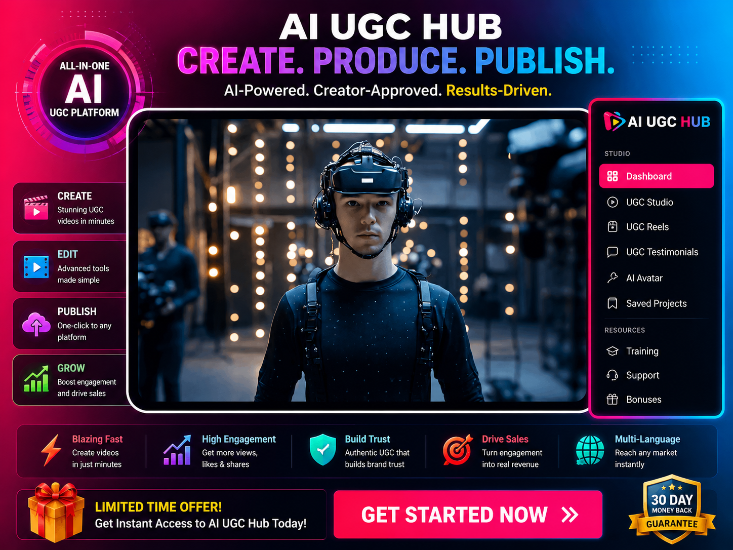 AI-powered creator hub dashboard mockup
